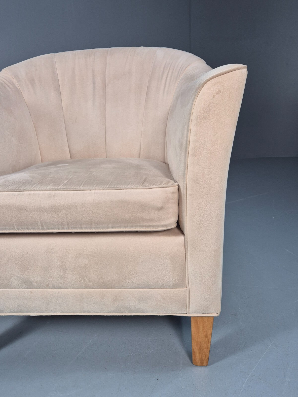 Mordern Danish Cream Faux Suede Tub Chair Beech Legs EB9308 MNOR - UKDK FURNITURE