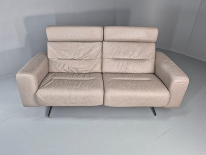 Stressless Stella 2 Seat Settee In Grey Leather Modern Ekornes EB11474 MDIN4