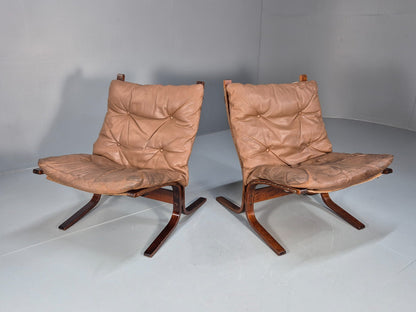 Vintage Brown Leather Bentwood Siesta Chairs Westnofa Ingmar Relling EB9324 MBEN - UKDK FURNITURE