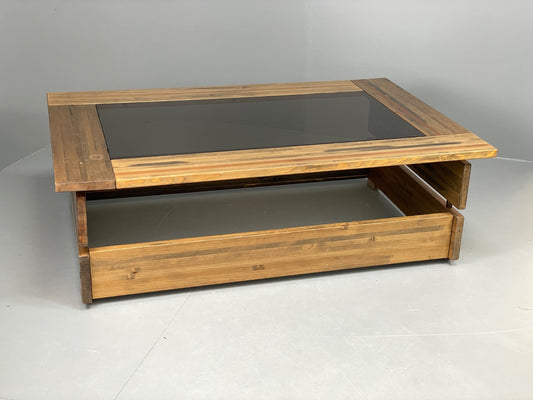 Vintage 1970s Coffee Table Pine & Glass By Hameen Kalustaja Finland EB11176 MWOO0
