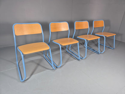 4 Naughtone Bounce Stacking Chairs Pale Blue Retro Style Vintage EB10932 MSTA6