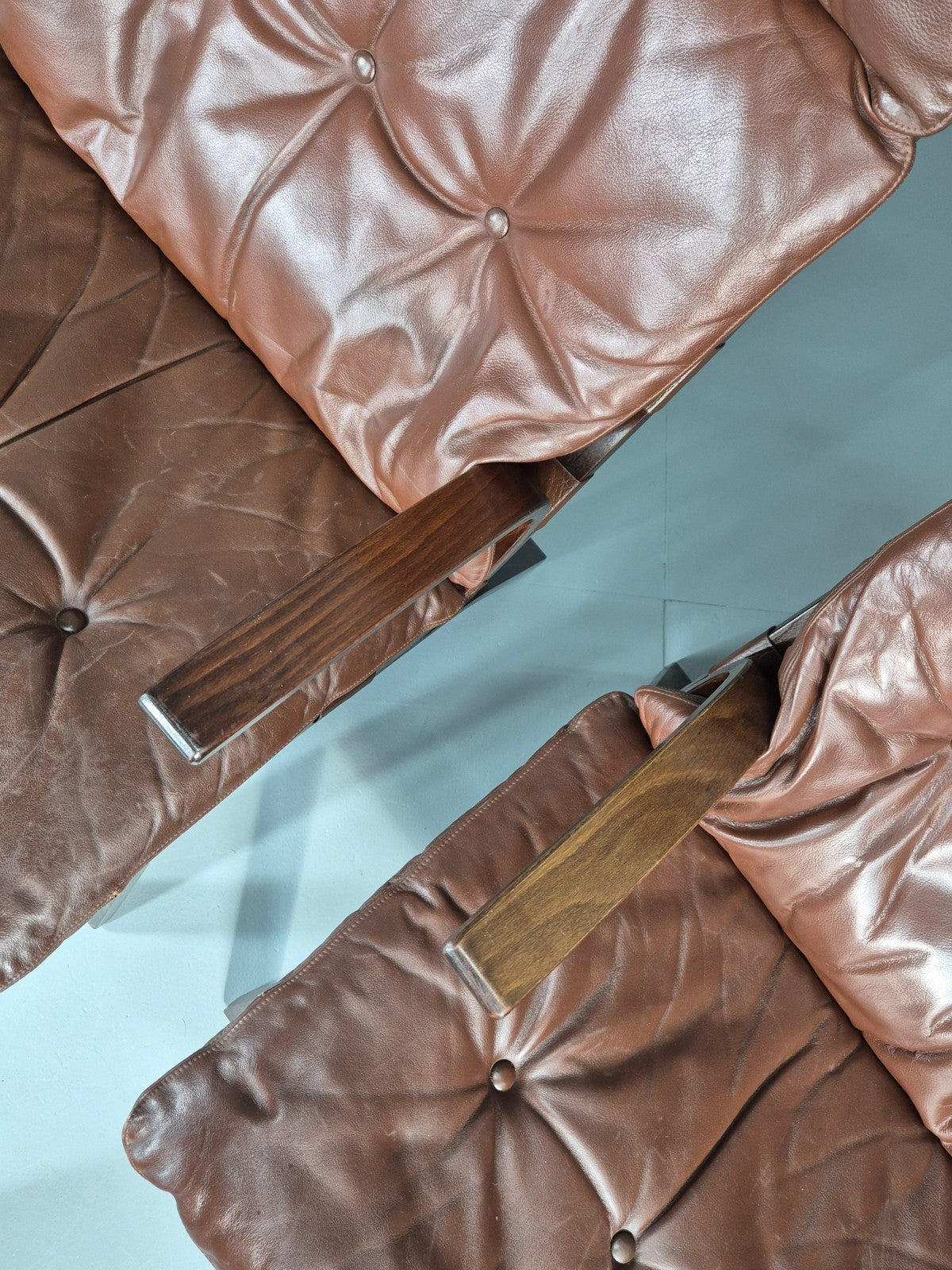 2 Mid Century Danish Leather Lounge Chairs Farstrup 1970s Bentwood EB11412 MBEN5