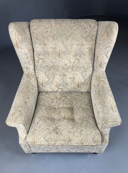 Danish Mid Century Floral Wing Back Armchair, Retro, Deco, Vintage EB4499 VCLO - UKDK FURNITURE