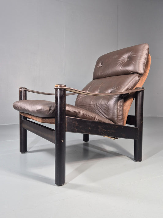 Vintage Leather Lounge Chair Gehl and Nissen Jeki Mid Century Retro EB11480 MNOR1