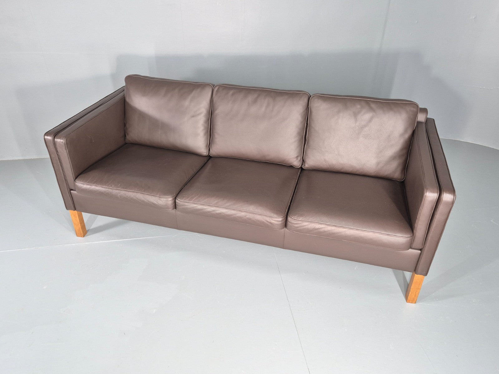 Vintage Danish 3 Seat Brown Leather Sofa Mid Century Style  Retro EB10544 M3SS6