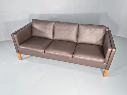 Vintage Danish 3 Seat Brown Leather Sofa Mid Century Style  Retro EB10544 M3SS6