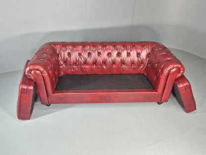 Vintage Vegan Chesterfield Red Vinyl Upholstery EB11665 VCHE7