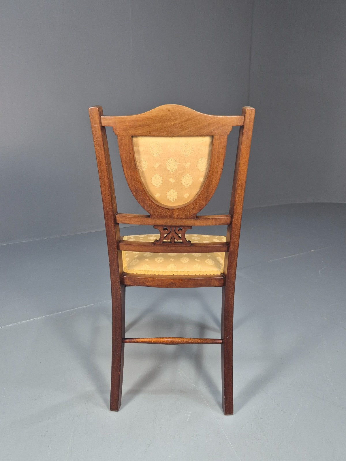 Antique Edwardian Dining Chair Mahogany Inlay Gold Upholstery  EB10716 VDIN7