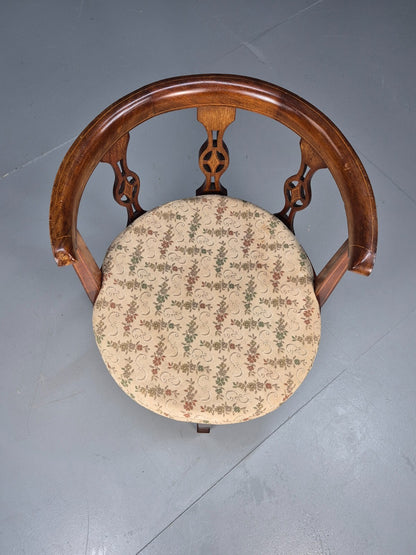 Antique Walnut Tub Chair Edwardian Sheraton Revival 1900s EB9476 VCLO - UKDK FURNITURE