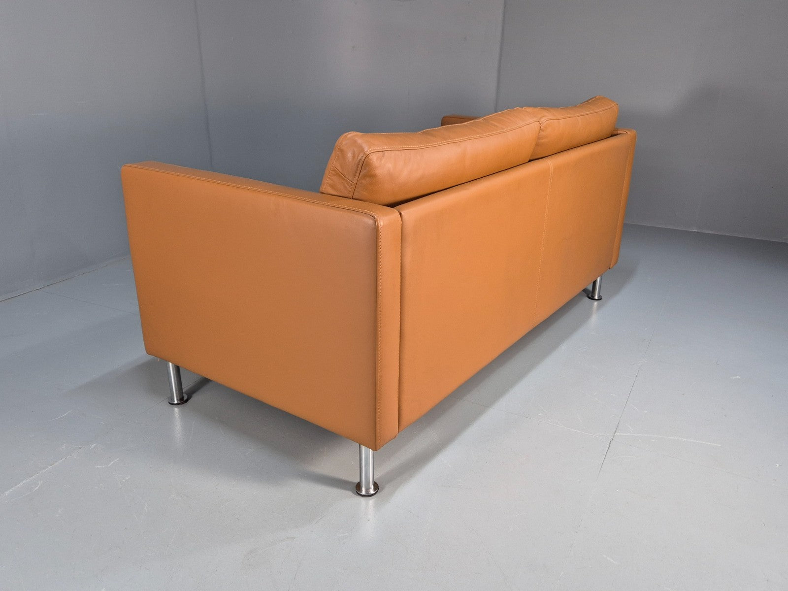 Vintage Tan Leather Two Seater Sofa Danish 1970s Retro Mid Century  EB10100 M2SS17