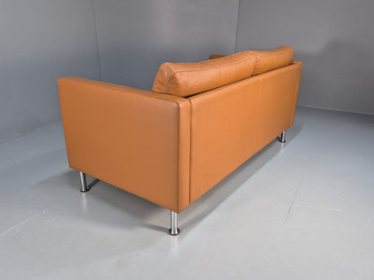 Vintage Tan Leather Two Seater Sofa Danish 1970s Retro Mid Century  EB10100 M2SS17