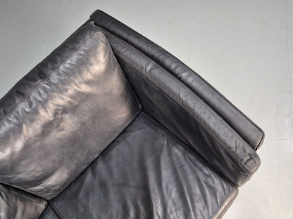 Vintage Danish 2 Seat Sofa Black Leather 1980s Retro MCM EB8618 M2SS - UKDK FURNITURE