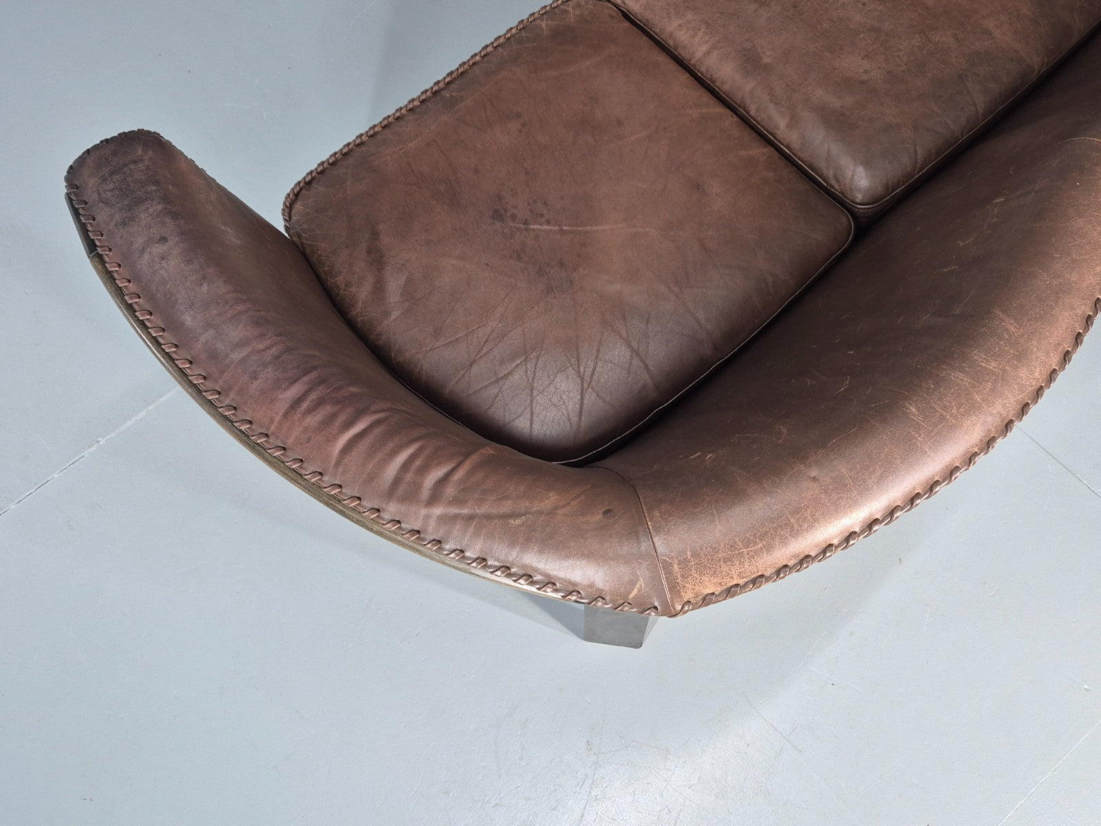 3 Seater Vintage Sofa Danish Mid Century Brown Leather 1970s Retro EB11370 M3SS16