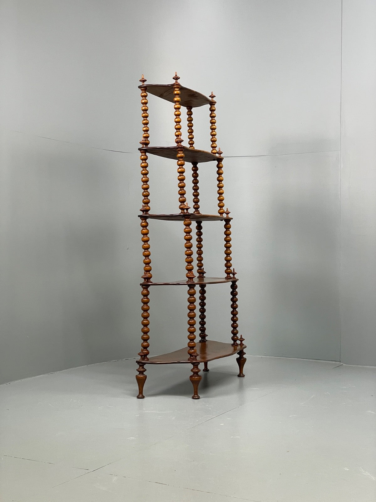 Antique Mahogany Whatnot Shelving Unit Bobbin Turned Tiered EB11197 MWOO17