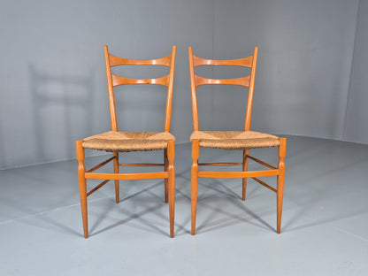 2 1950s Italian Wanut Dining Chairs Chiavari Mid Century Modern EB11781 MDIN2