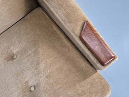 Vintage Sofa Bed Mid Century Denmark Teak Paws  Velour Retro 1960s EB11391 M4SS23