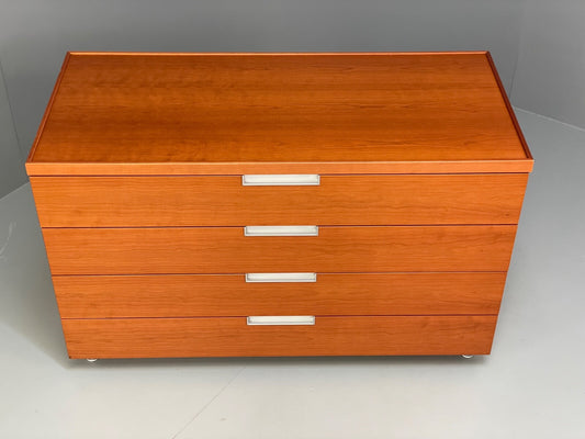 Vintage Cherry Chest Of Drawers Aluminium Details 1980s Design EB9809 MWOO - UKDK FURNITURE