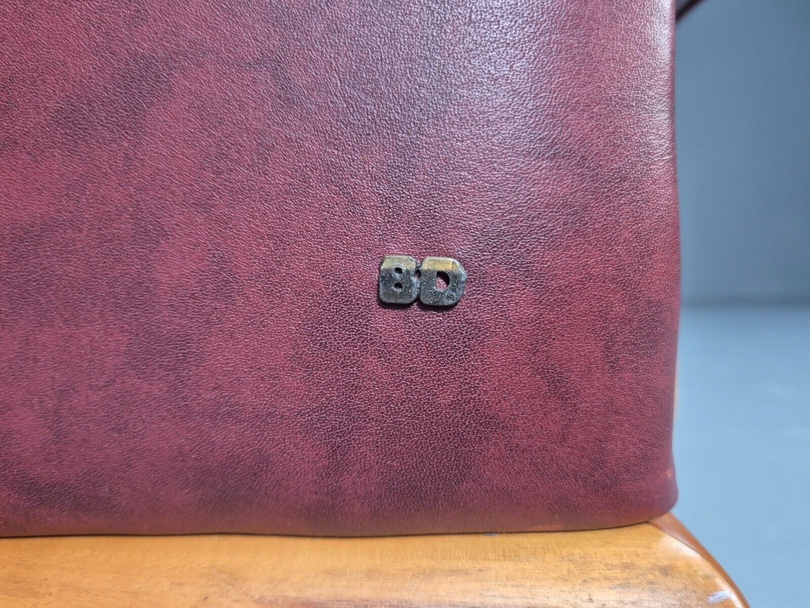 Vintage Danish 2 Seat Sofa Red Leather Wood Trim 1990s Retro EB8567 M2SS - UKDK FURNITURE