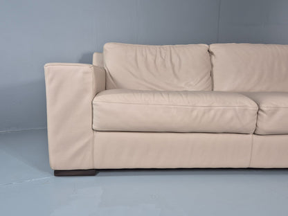 Vintage Natuzzi 2 Seat Sofa Cream Leather Modern Design EB11650 M2SS2