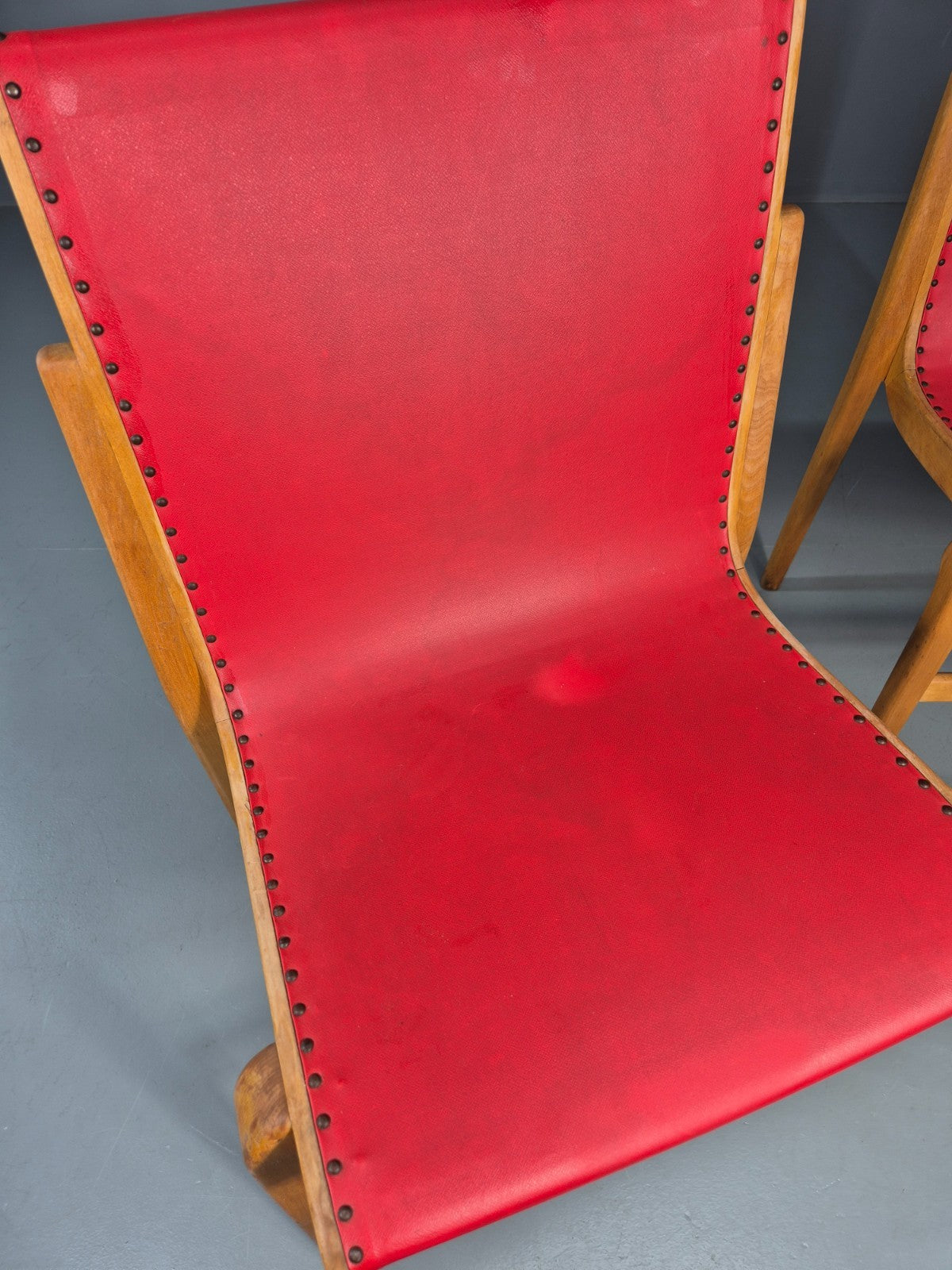4 Stacking Lounge Chairs 1950s Swedish Red Beech Mid Century Retro EB11102 MDIN15
