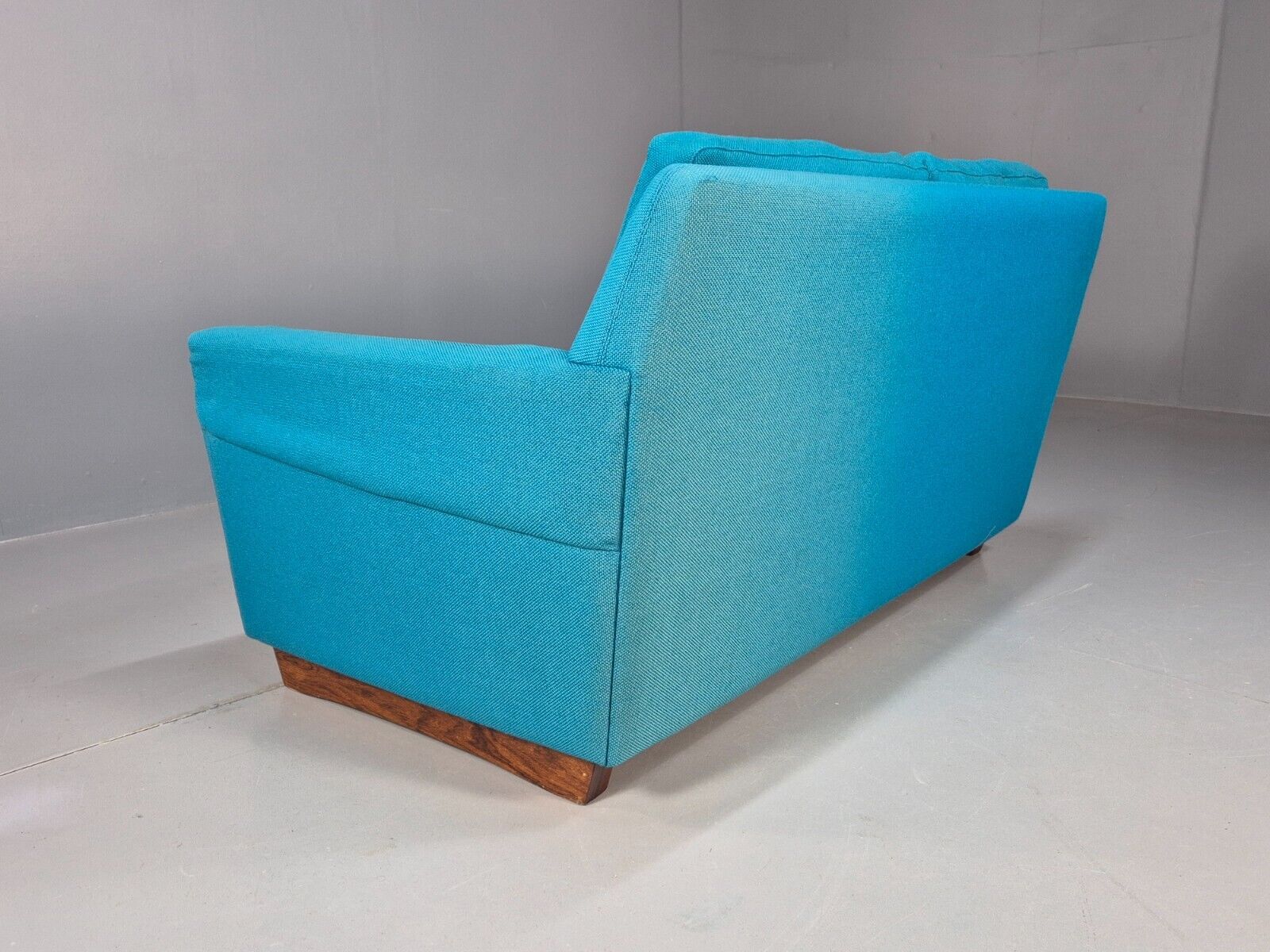 Vintage Danish 2 Seat Sofa Blue Wool Sled Base 1960s MCM Retro EB1372 M2SS - UKDK FURNITURE