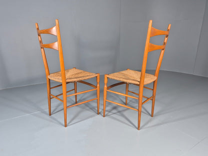 2 1950s Italian Wanut Dining Chairs Chiavari Mid Century Modern EB11781 MDIN8