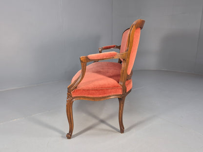 Vintage 2 Seater Sofa French Style Orange Velour Carved Beech Frame EB9566 V2SS - UKDK FURNITURE