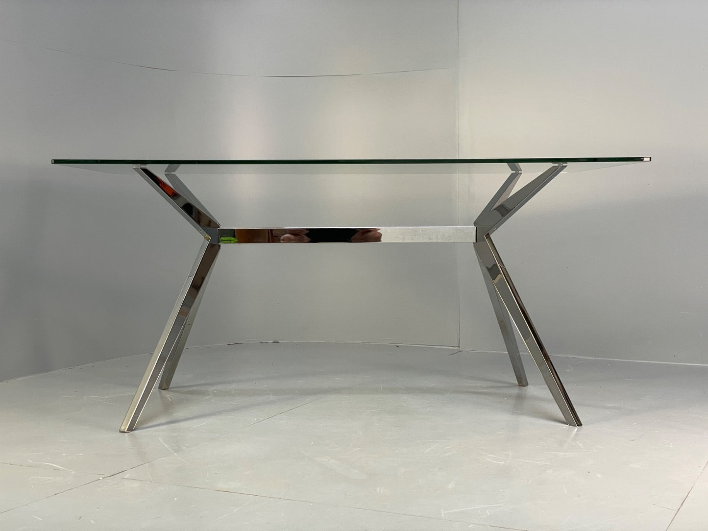 Glass & Chrome Dining Table By Calligaris Modern Minimal Design EB10357 MWOO4
