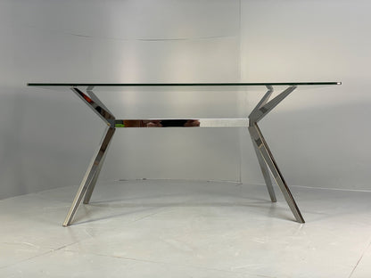 Glass & Chrome Dining Table By Calligaris Modern Minimal Design EB10357 MWOO4