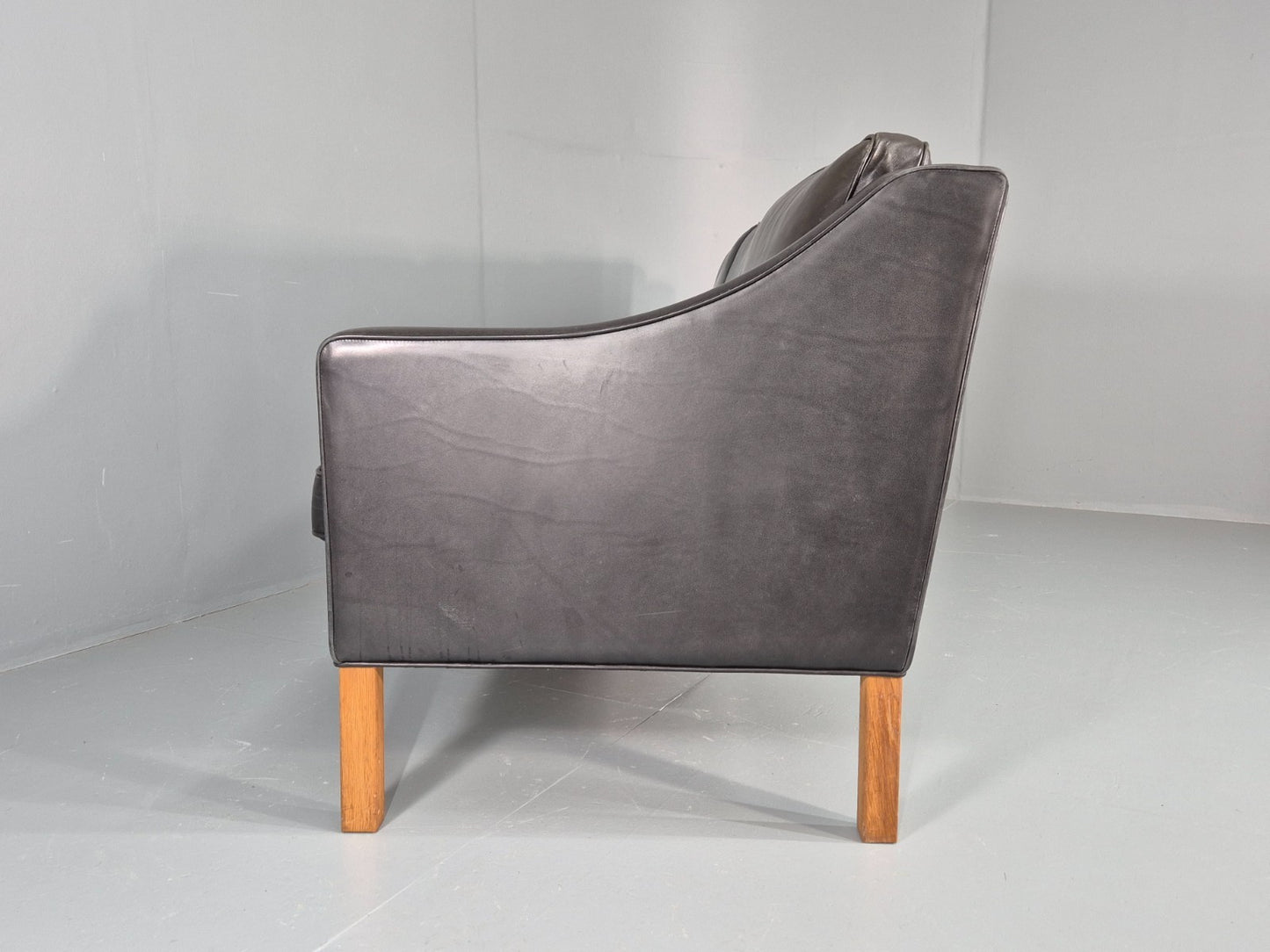 Vintage 3 Seat Sofa Black Leather Danish Hurup Mid Century Retro EB10475 M3SS22