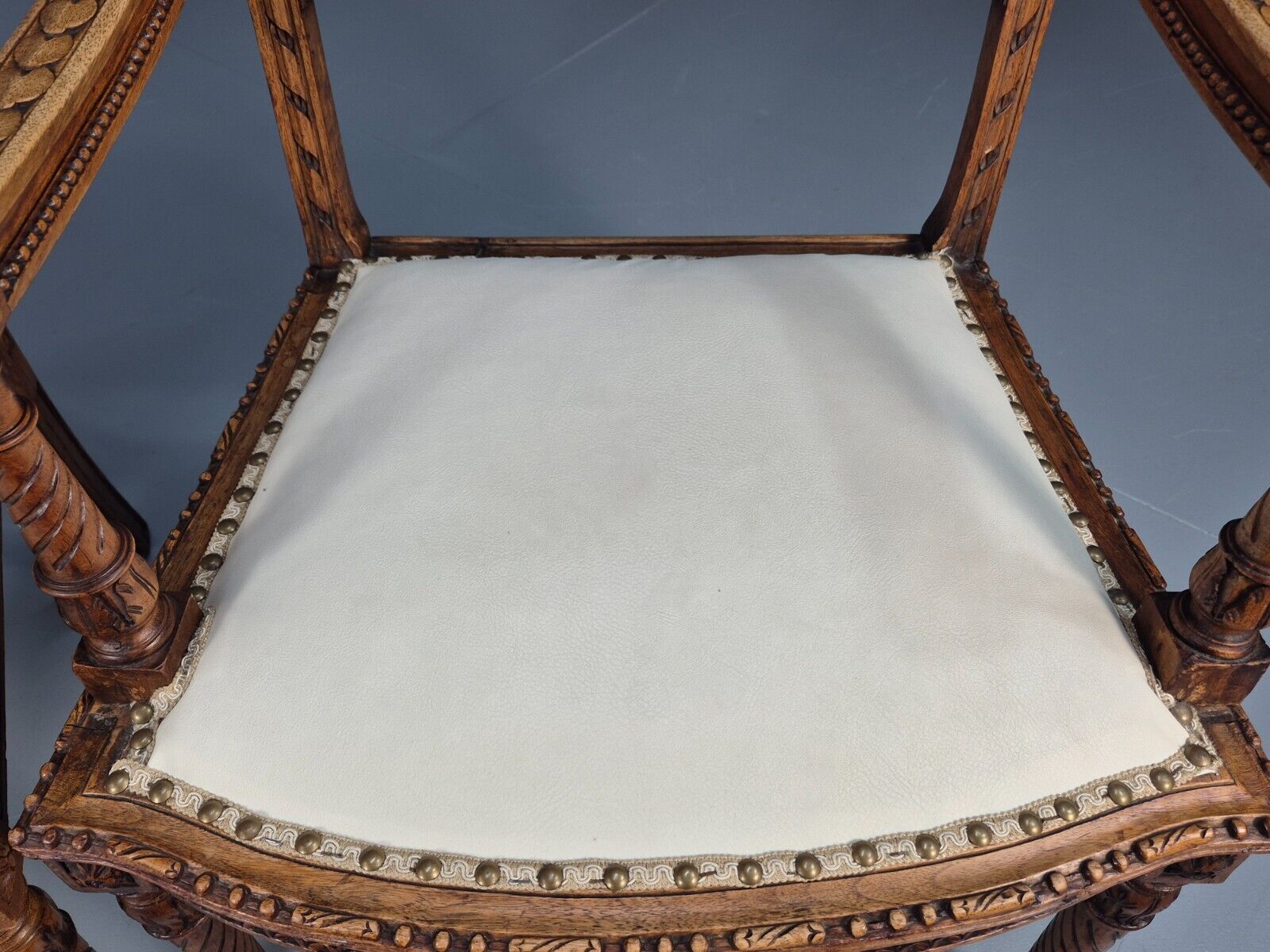2 Vintage Danish Lounge Chairs Rattan Walnut Louis XVI Style Antique EB8995 VBER - UKDK FURNITURE