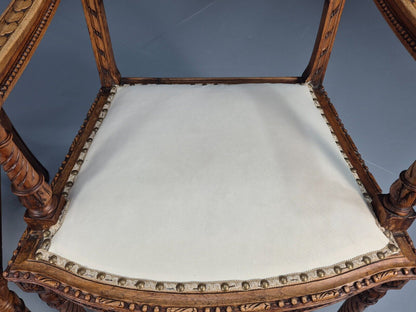 2 Vintage Danish Lounge Chairs Rattan Walnut Louis XVI Style Antique EB8995 VBER - UKDK FURNITURE