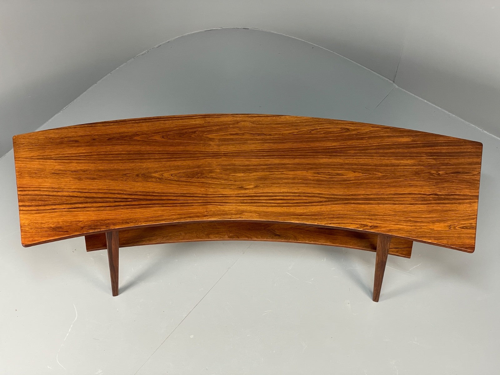Curved 1960s Coffee Table Vintage Mid Century Danish With Shelf  EB10855 MWOO3