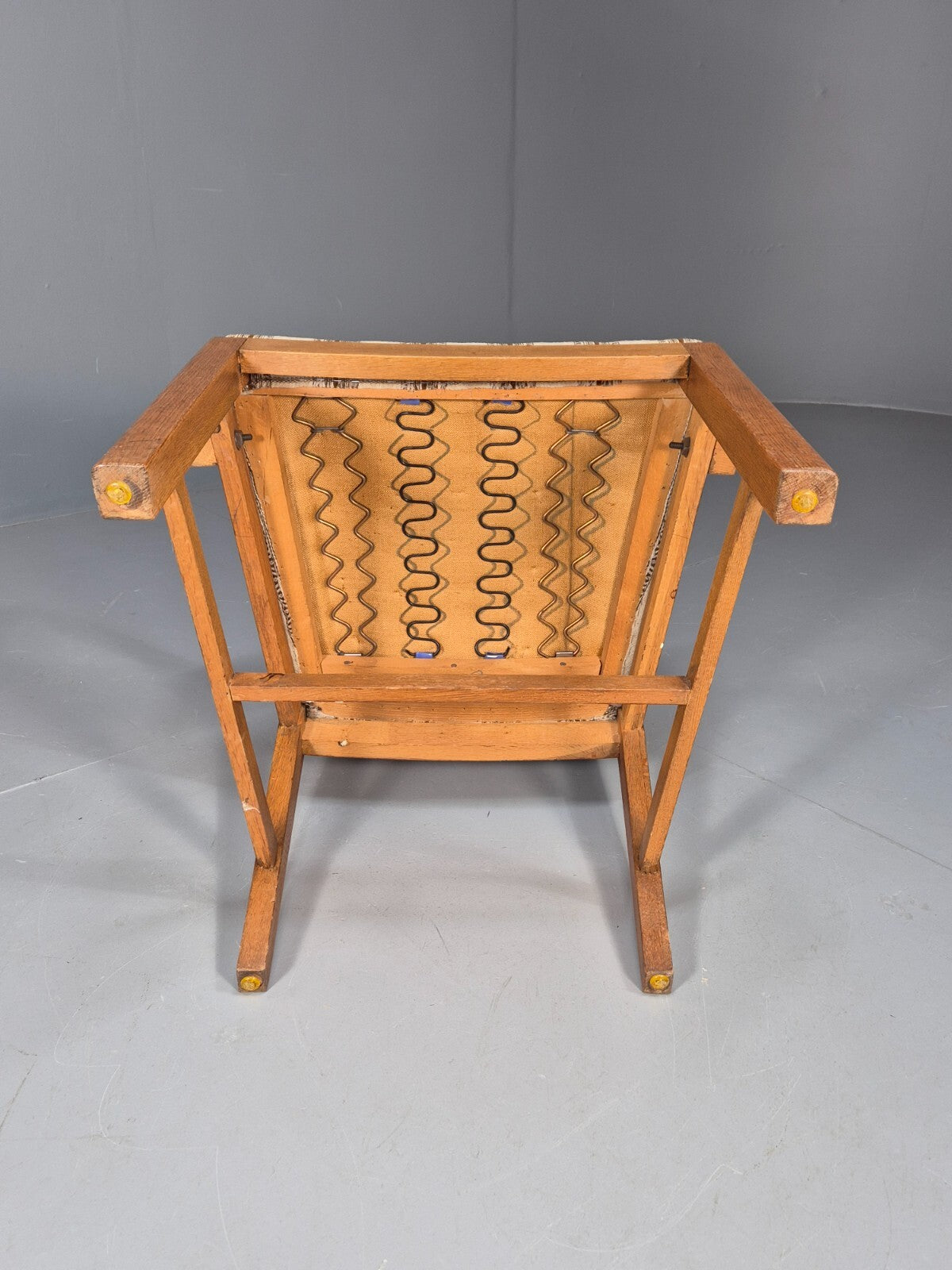 Art Deco Oak Elbow Chair 1930s Vintage Danish Design Striped Brown EB9661 VCLO - UKDK FURNITURE