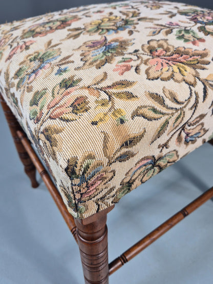 Edwardian Dining Chair Oak Frame Jacobean Revival Floral   EB11222 VDIN10