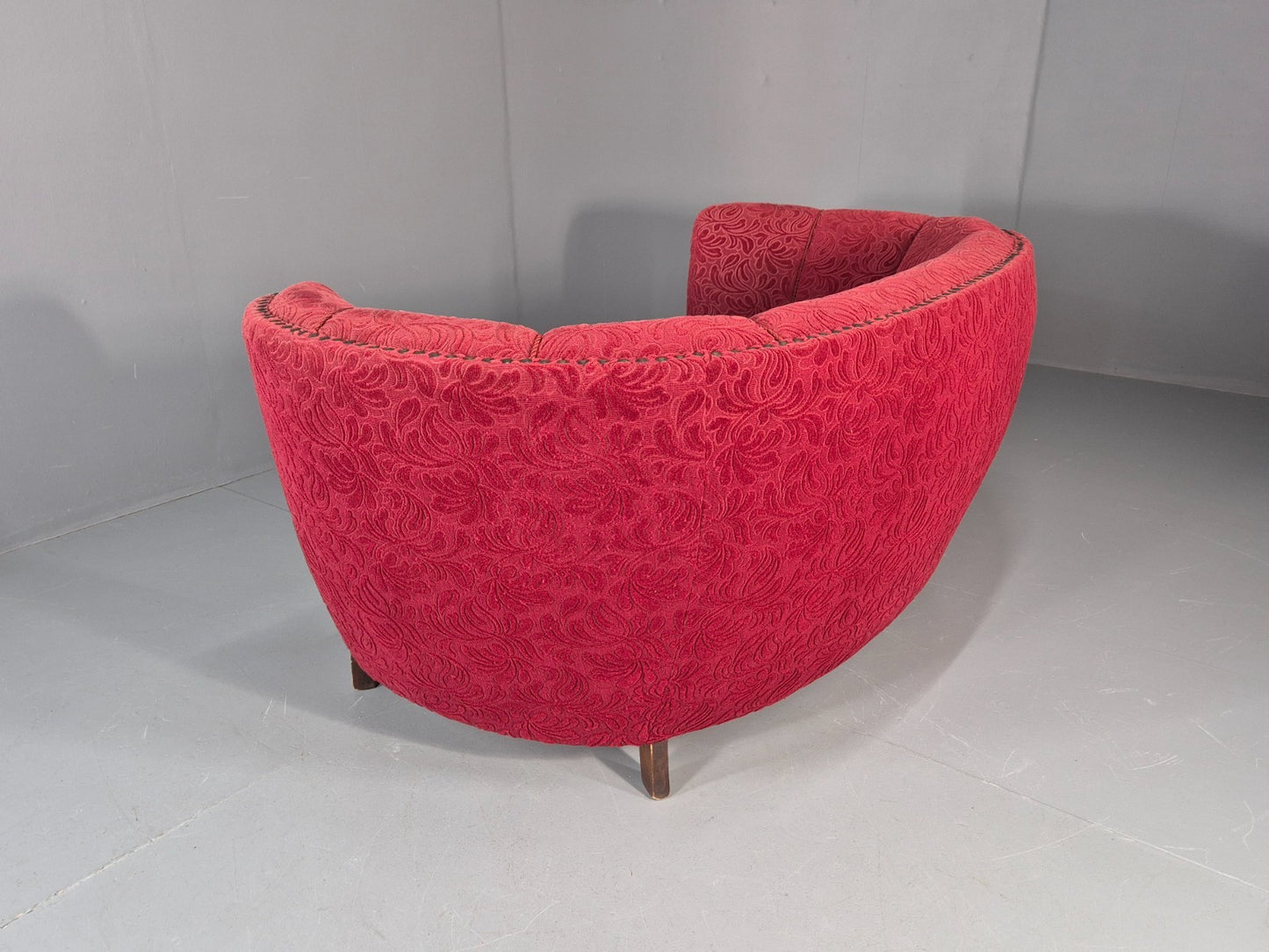Classic Two Seater Danish Banana Sofa Art Deco 1930s Red Moquette EB10796 V2SS13