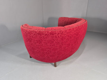 Classic Two Seater Danish Banana Sofa Art Deco 1930s Red Moquette EB10796 V2SS13