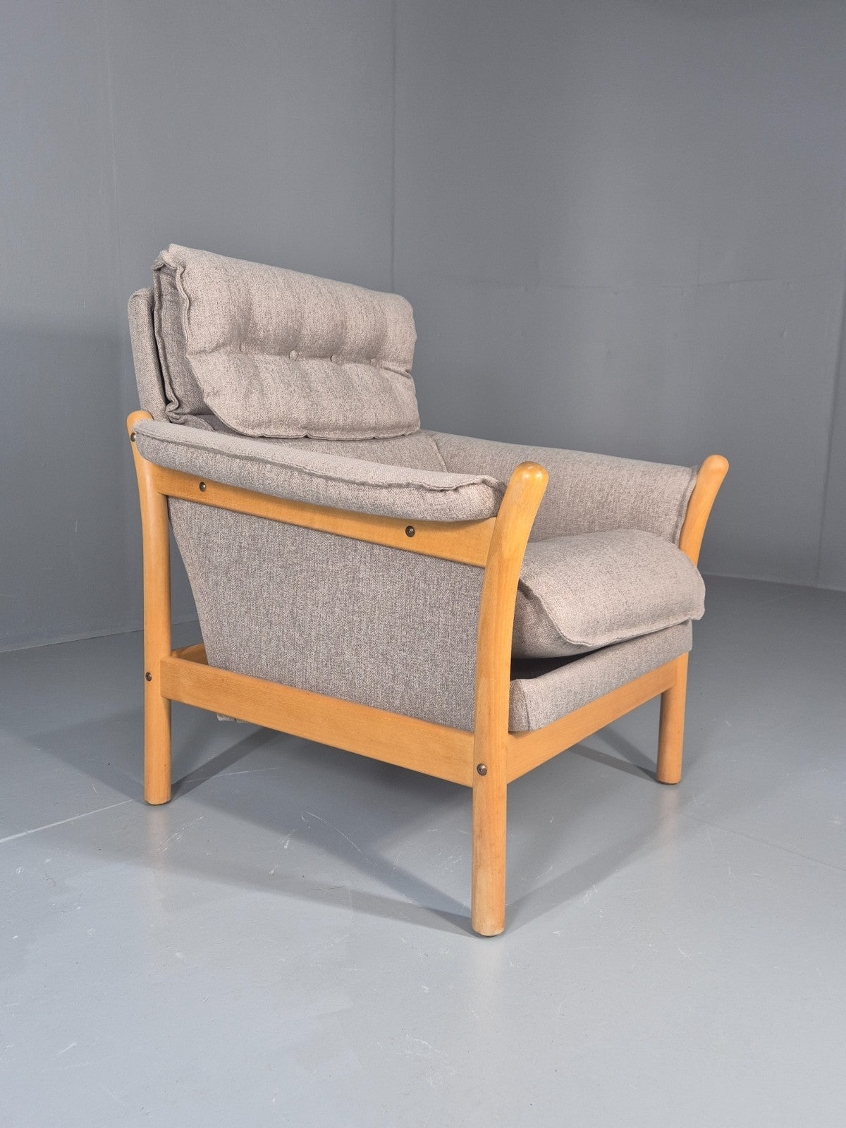 Vintage Lounge Chair Mid Century Danish Beech Frame New Upholstery EB11314 MNOR11