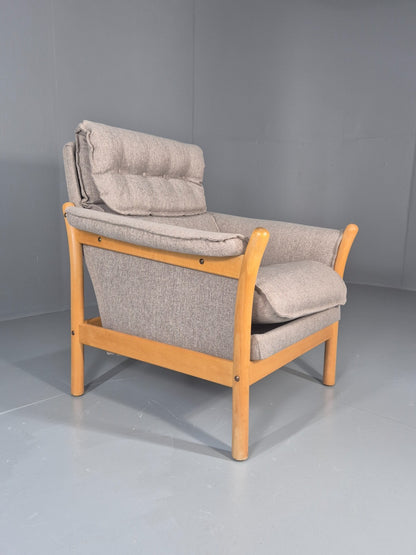 Vintage Lounge Chair Mid Century Danish Beech Frame New Upholstery EB11314 MNOR11