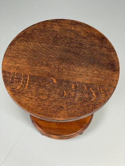 Vintage Oak Side Table With Pine Base Danish EB10828 MWOO3