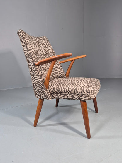 Vintage Teak Lounge Chair 1960s Danish Retro New Zebra Upholstery EB11259 MNOR4