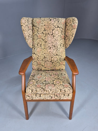 Vintage Parker Knoll Wingback Armchair 1960s Floral Print Retro EB10426 MNOR2