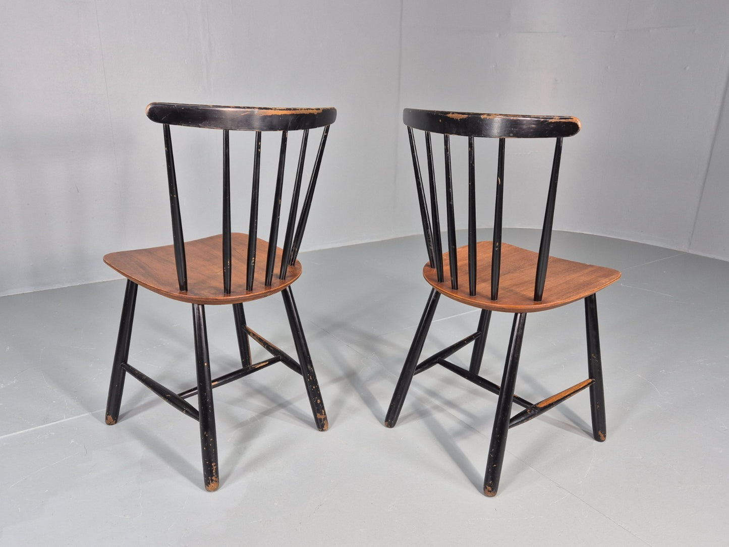 2 Vintage Midcentury Teak dining Chairs Fannet by Ilmari Tapiovaara EB11813 MDIN7