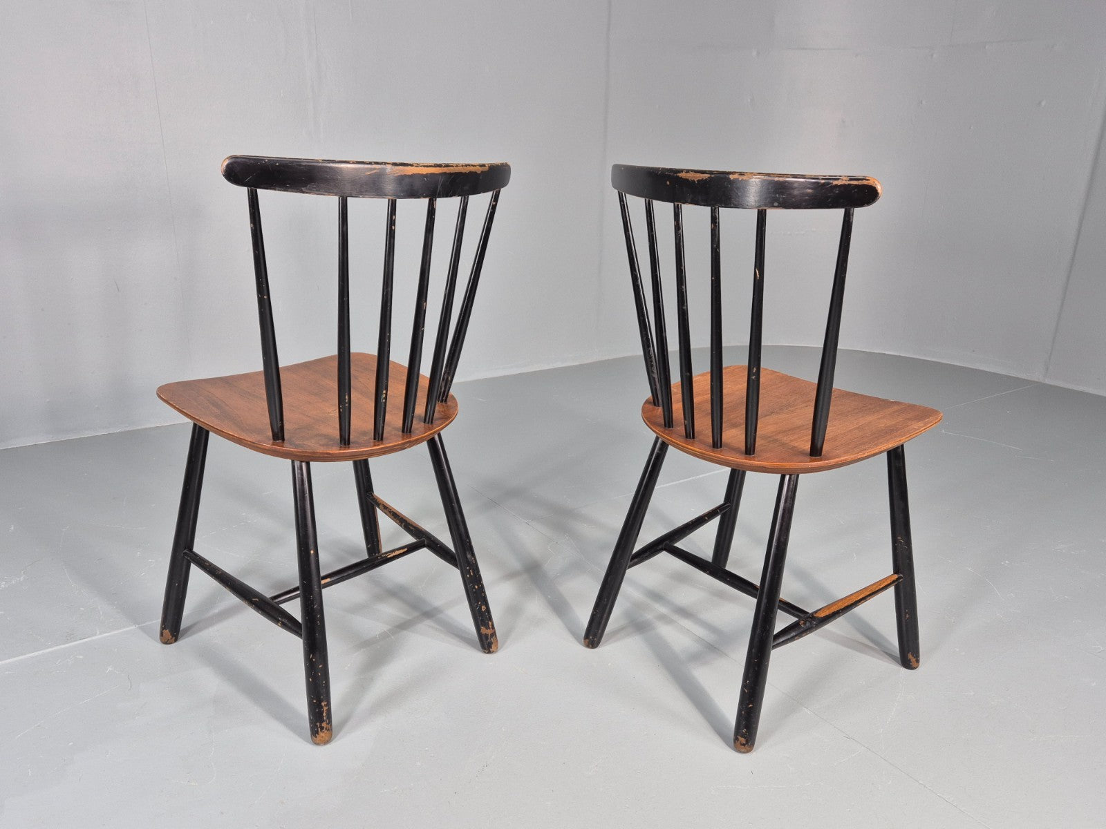 2 Vintage Midcentury Teak dining Chairs Fannet by Ilmari Tapiovaara EB11813 MDIN7