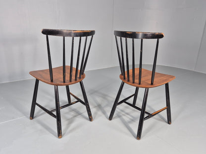 2 Vintage Midcentury Teak dining Chairs Fannet by Ilmari Tapiovaara EB11813 MDIN7