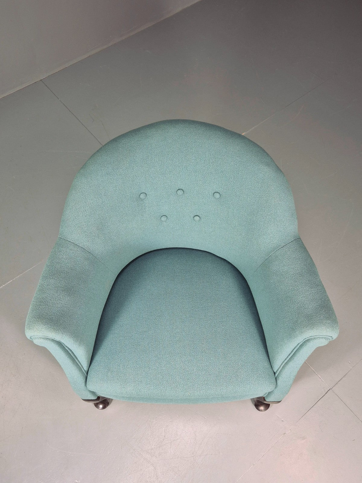 Art Deco Tub Chair Danish Turquoise 1940s Vintage Cabriole Leg EB10740 VCLO14