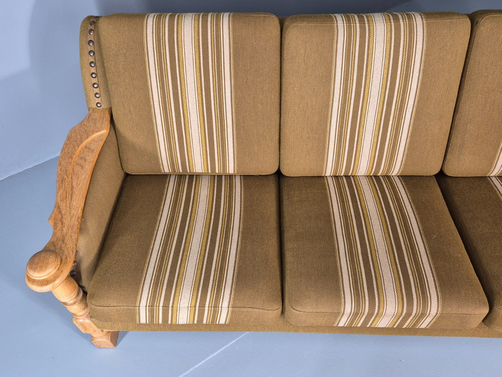 Vintage Danish Three Seater Settee Kjaernulf Style Oak Frame EB11313 M3SS7