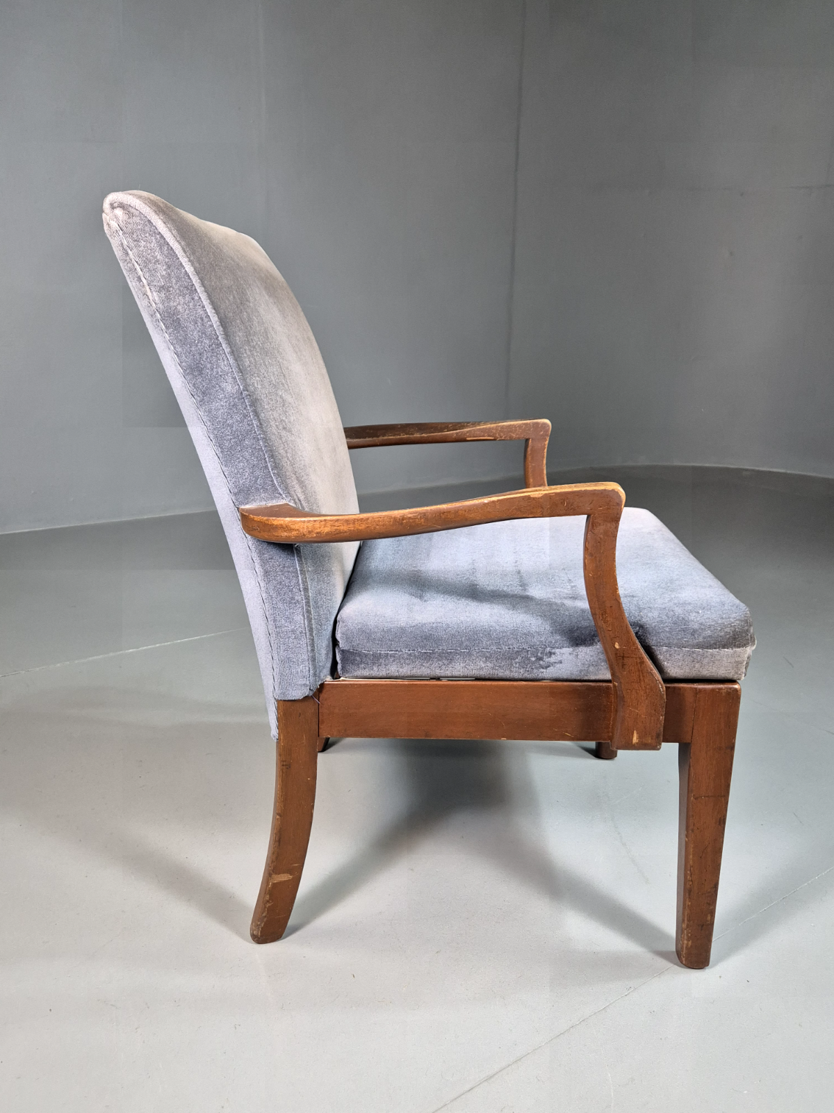 Vintage Lounge Chair Lilac Cotton Velour Beech Parker Knoll Retro EB7309 MNOR8