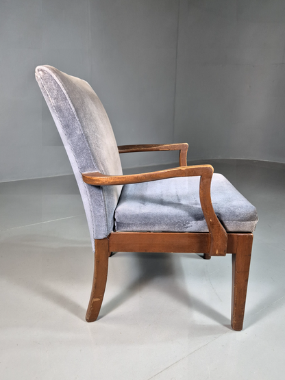 Vintage Lounge Chair Lilac Cotton Velour Beech Parker Knoll Retro EB7309 MNOR8