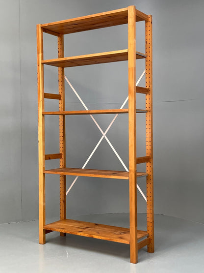 Pine Open Shelving Unit Adjustable Retro Scandi Solid EB11782 MWOO12